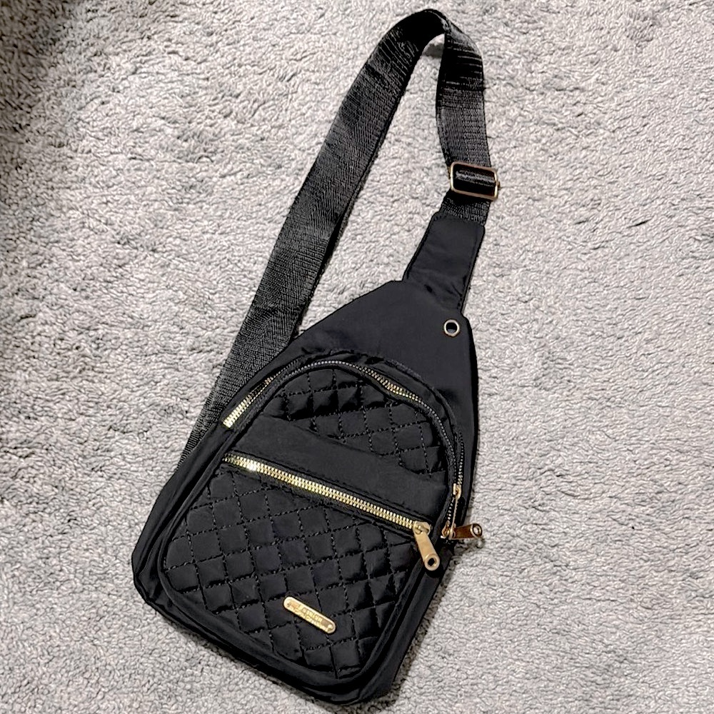 Black Quilted Sling Bag